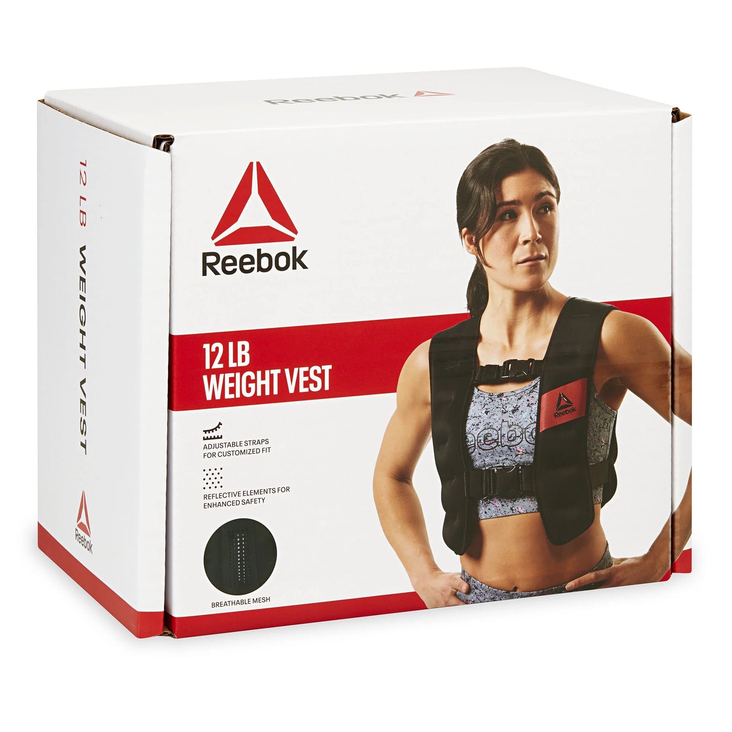 Reebok Weighted Vest 12lb - Adjustable, Breathable, Sweat-Resistant, Reflective Design for Total Body Strength & Progressive Training